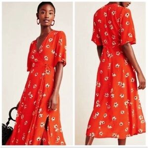 Anthropologie red wrap dress, size 2 - like new